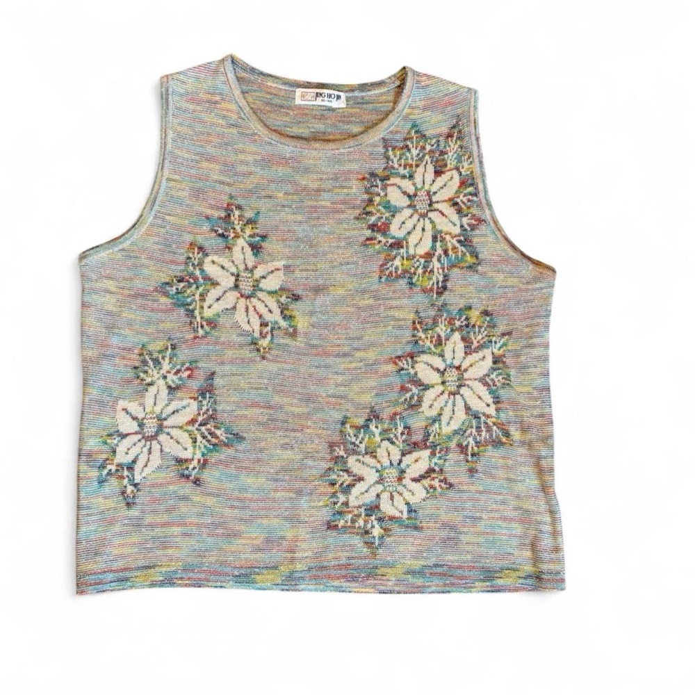 Colorful Floral Knit Tank Top